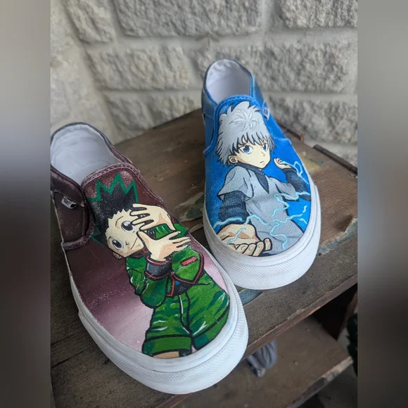 Custom Anime Kids Slip-On Shoes Hunter X Hunter Vans Size 6.5 Women's - Picture 2 of 8